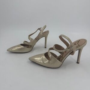 Sam Edelman Slingback Pumps Womens 7.5M Gold Glitters Pointed Toe Buckle Closure
